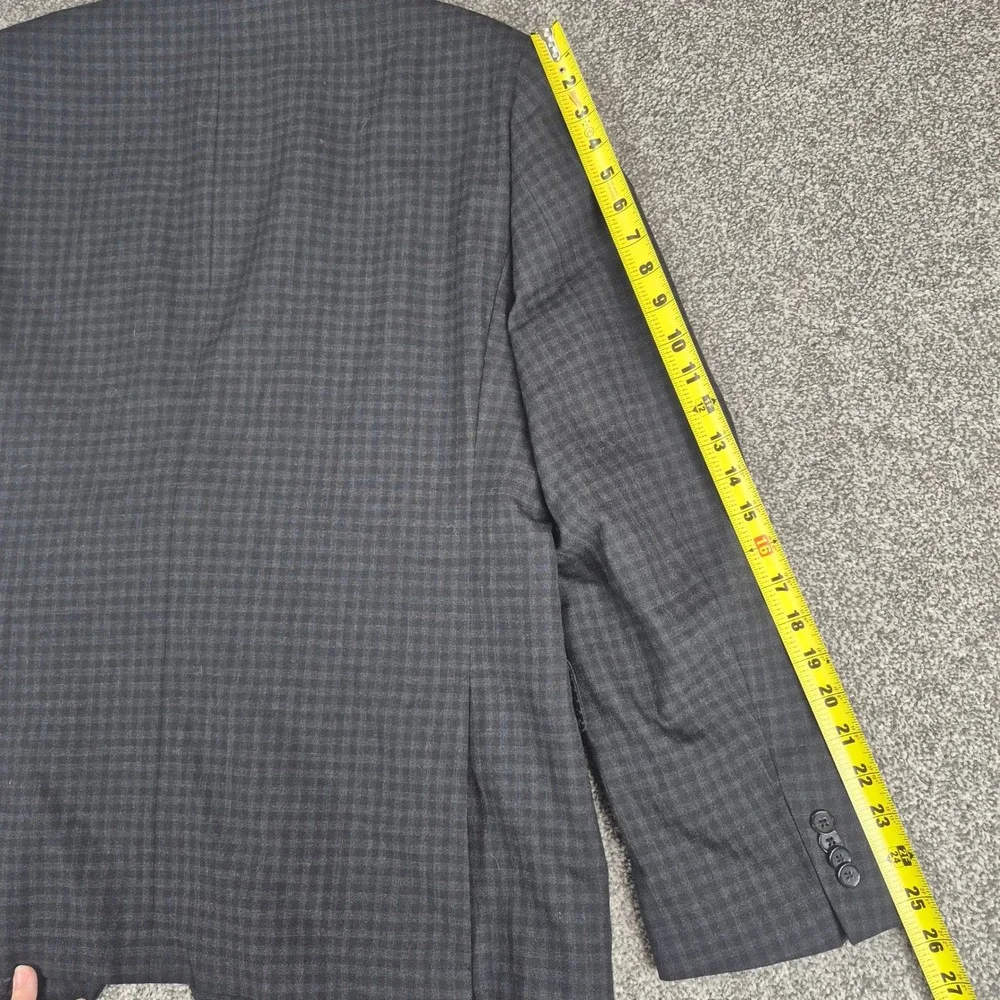John Varvatos Blazer Mens 46R Gray Gingham Check Wool Unstructured Sport Coat